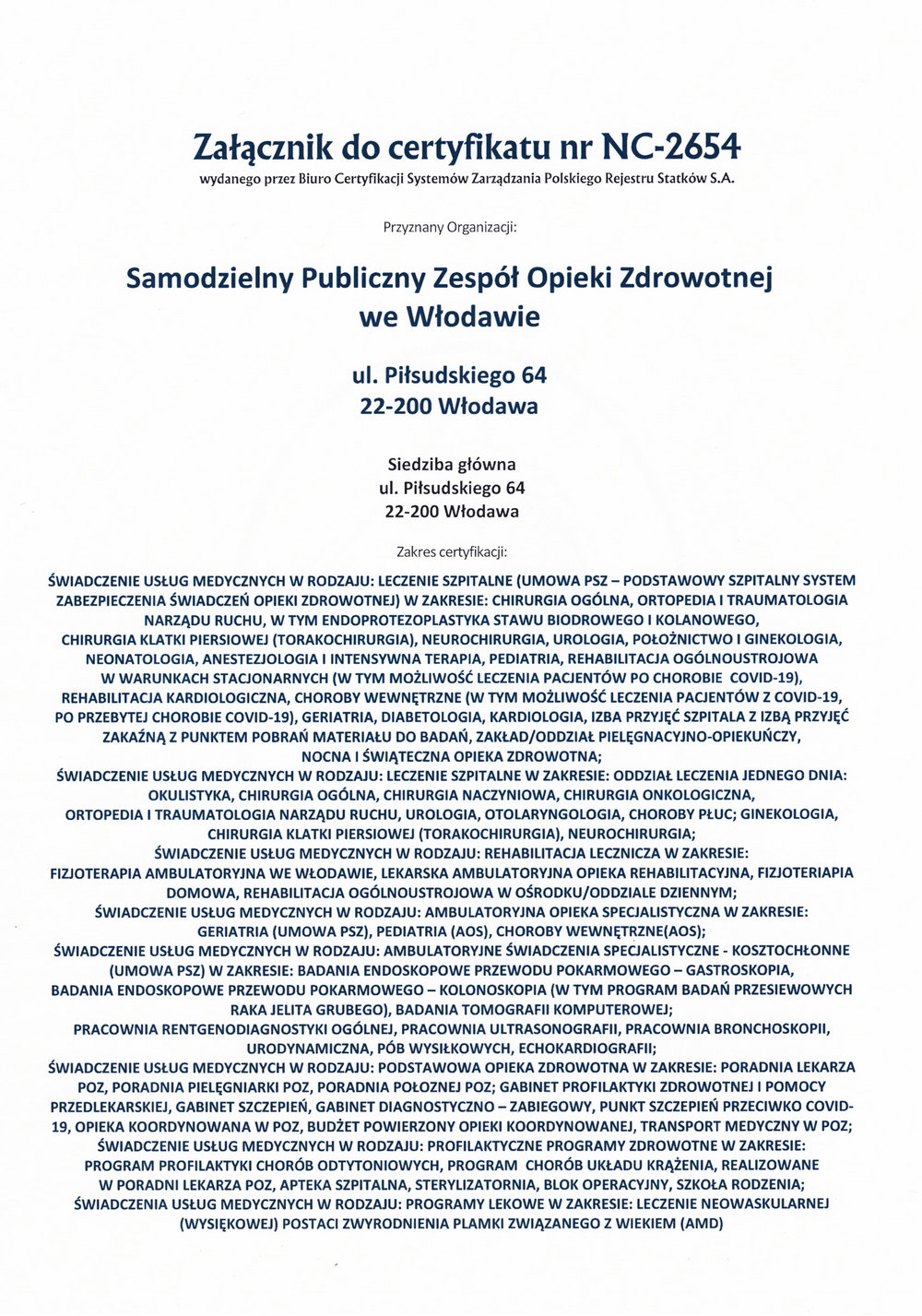 Certyfikat ISO załącznik